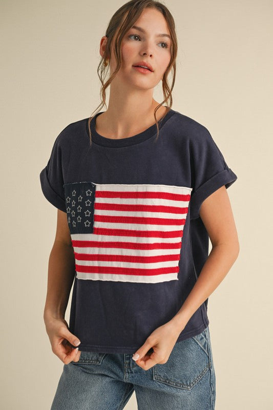 American Flag Short Sleeves Top