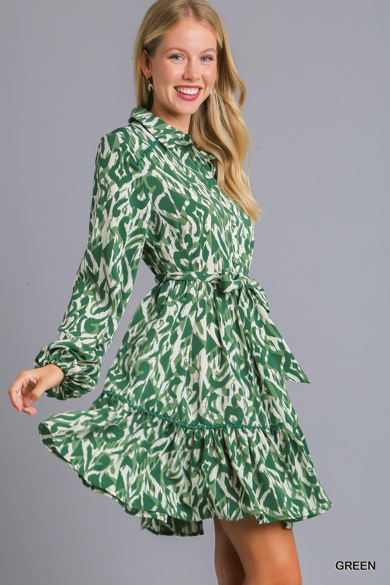 All In Love Green Abstract Dress