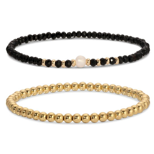 Beaded Duo Pearl Bracelet Set