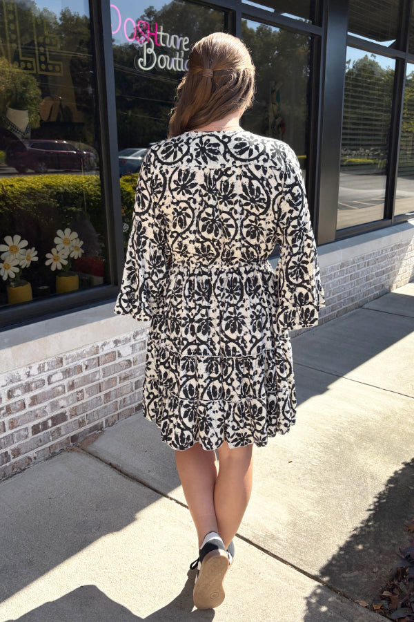 Black Shift Tiered Dress