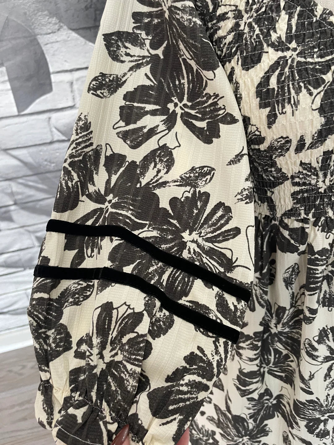 Two Tone Vintage Floral Midi Dress