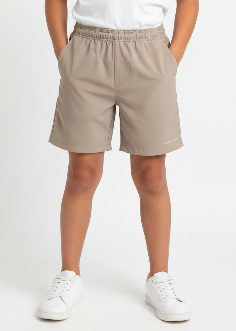 Beige shorts on a white background