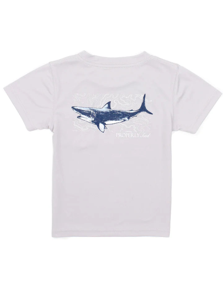 Boys Performance Tee Topo Shark Ice Grey