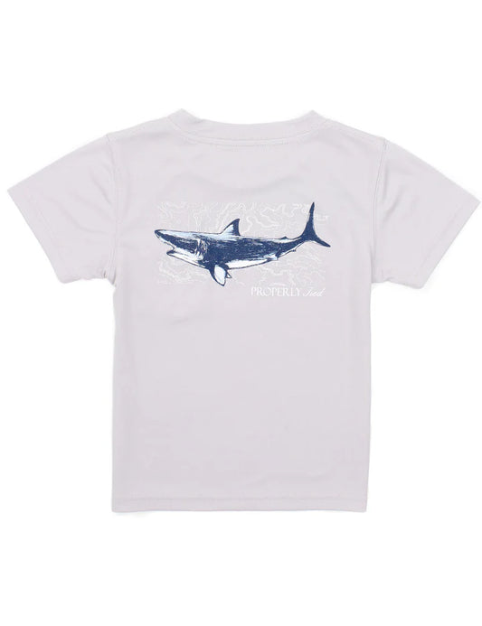 Boys Performance Tee Topo Shark Ice Grey
