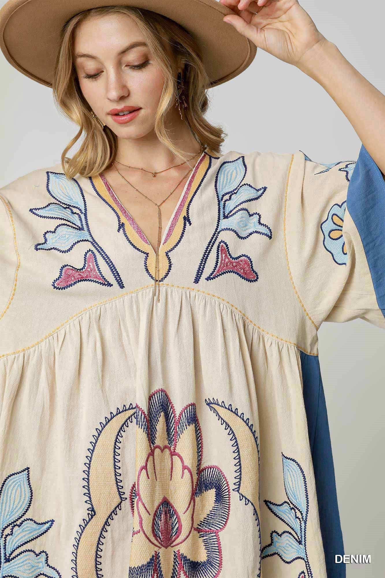 Bohemian Embroidered Kaftan Dress