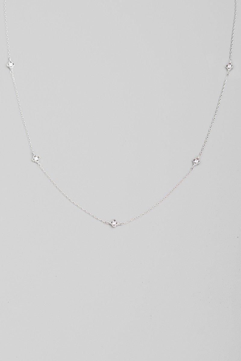 Dainty CZ Clover Necklace