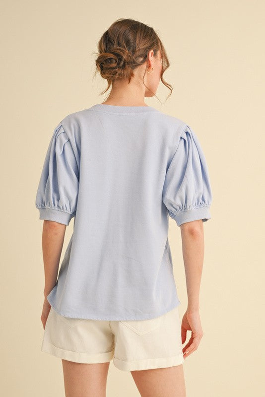 Cotton Solid V-neck Top