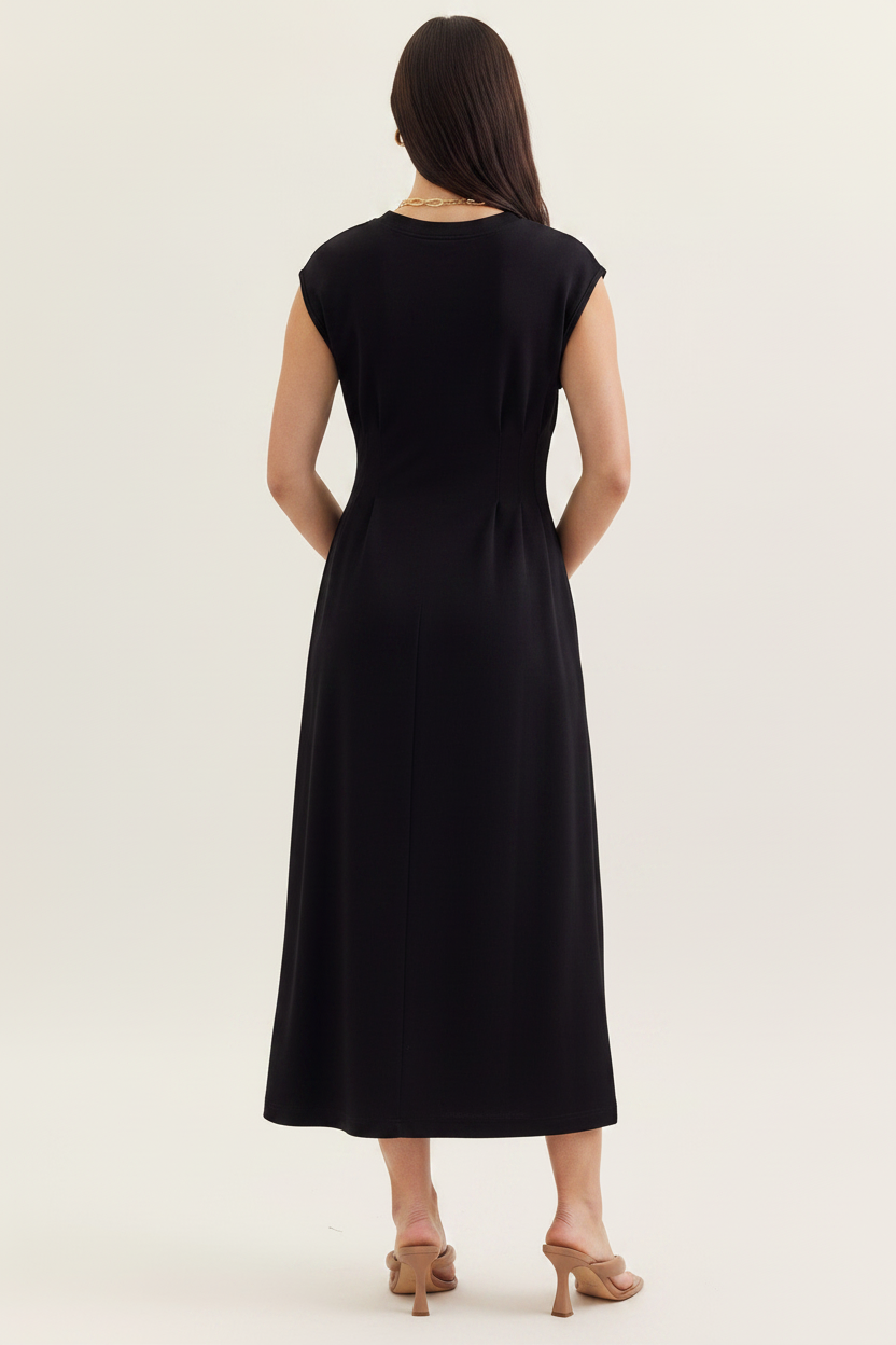 Pintuck Waist Midi Dress
