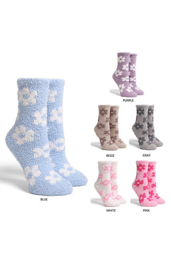 Daisy Fuzzy Crew Socks