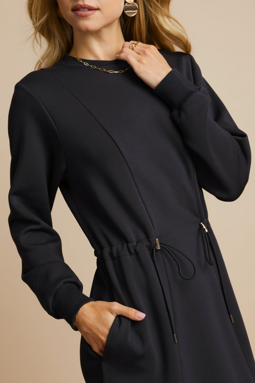 Drawstring Waist Sweatshirt Dress