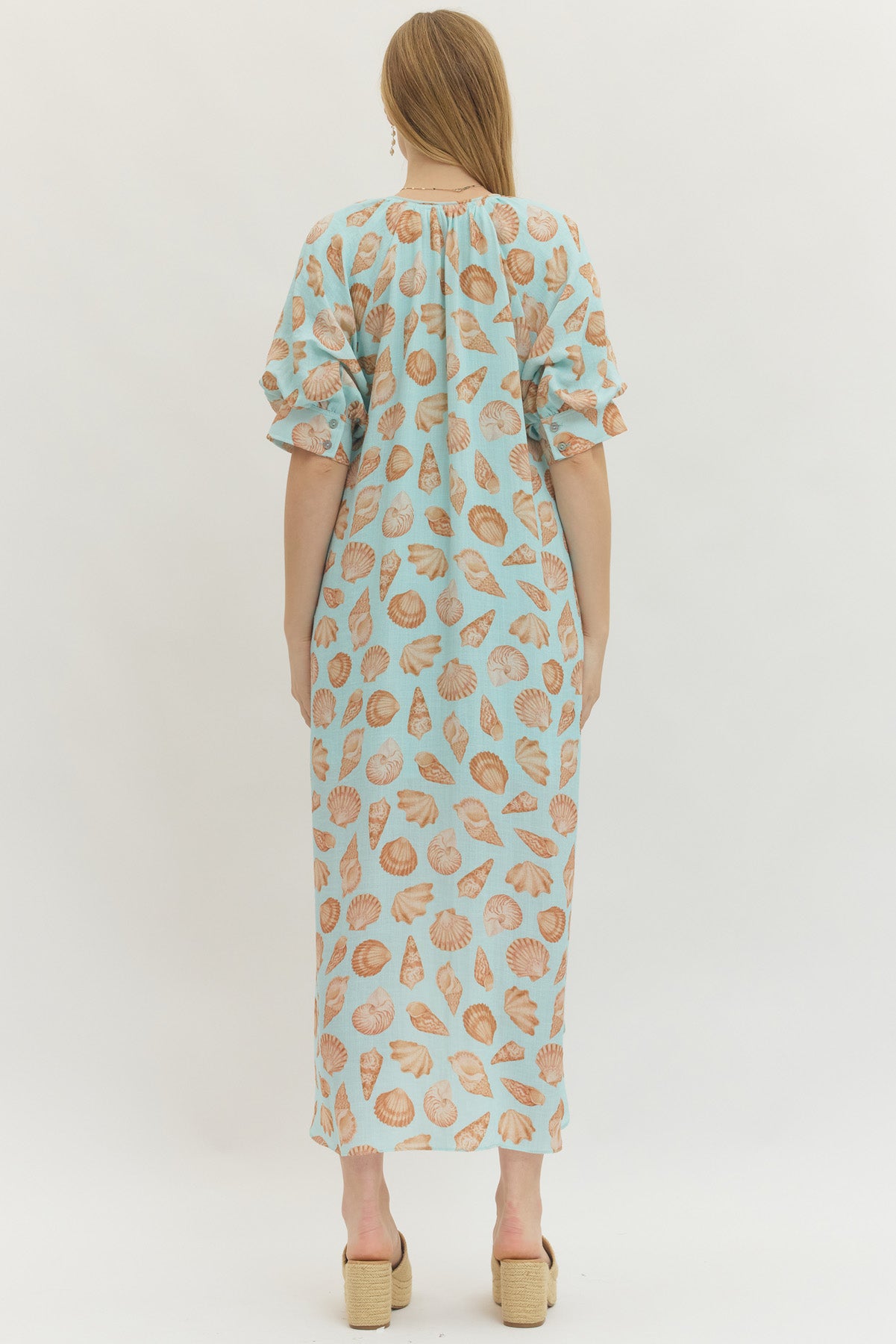 Shell Print Midi Dress
