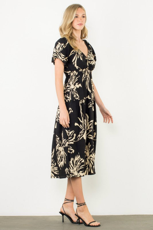 Ebony & Ivory Floral Print Maxi Dress
