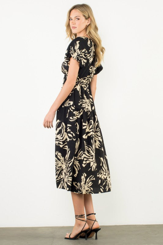 Ebony & Ivory Floral Print Maxi Dress