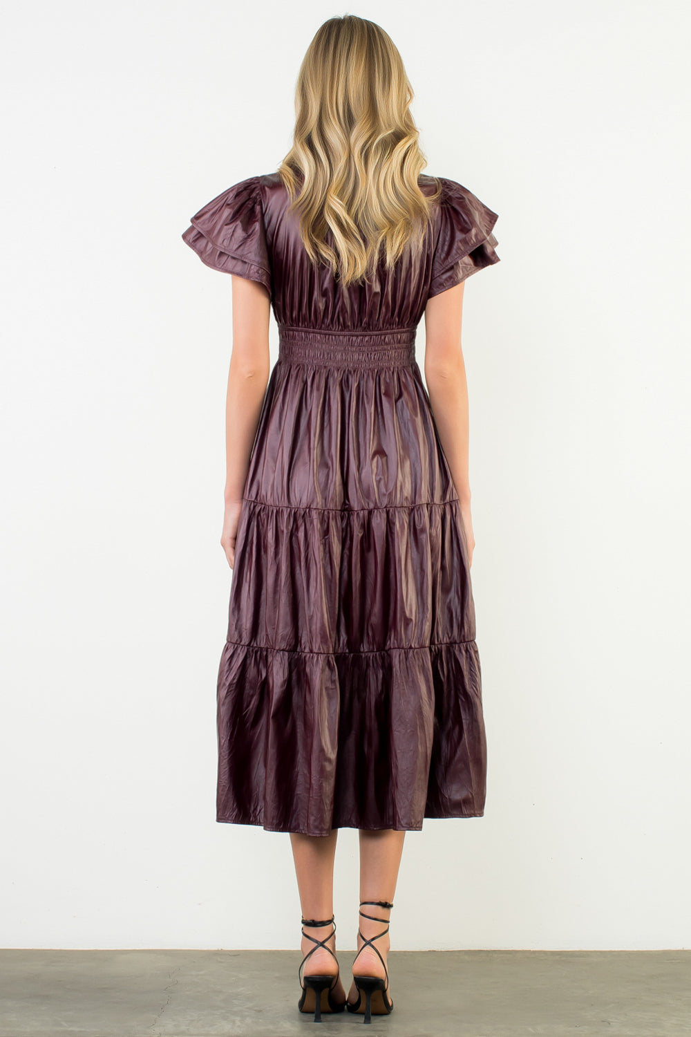 THML Faux Leather Midi Dress