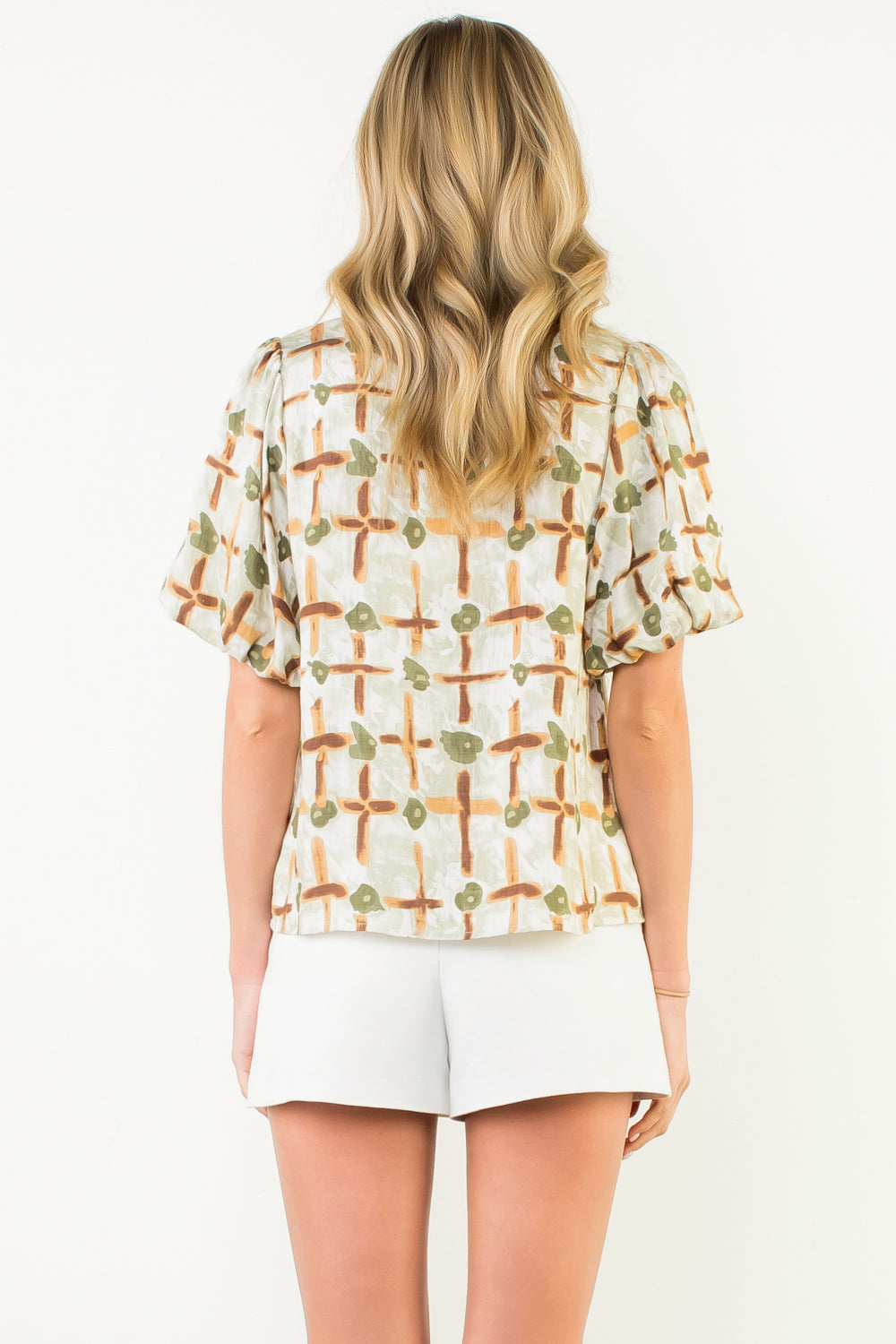 THML Abstract Suede Accent Top