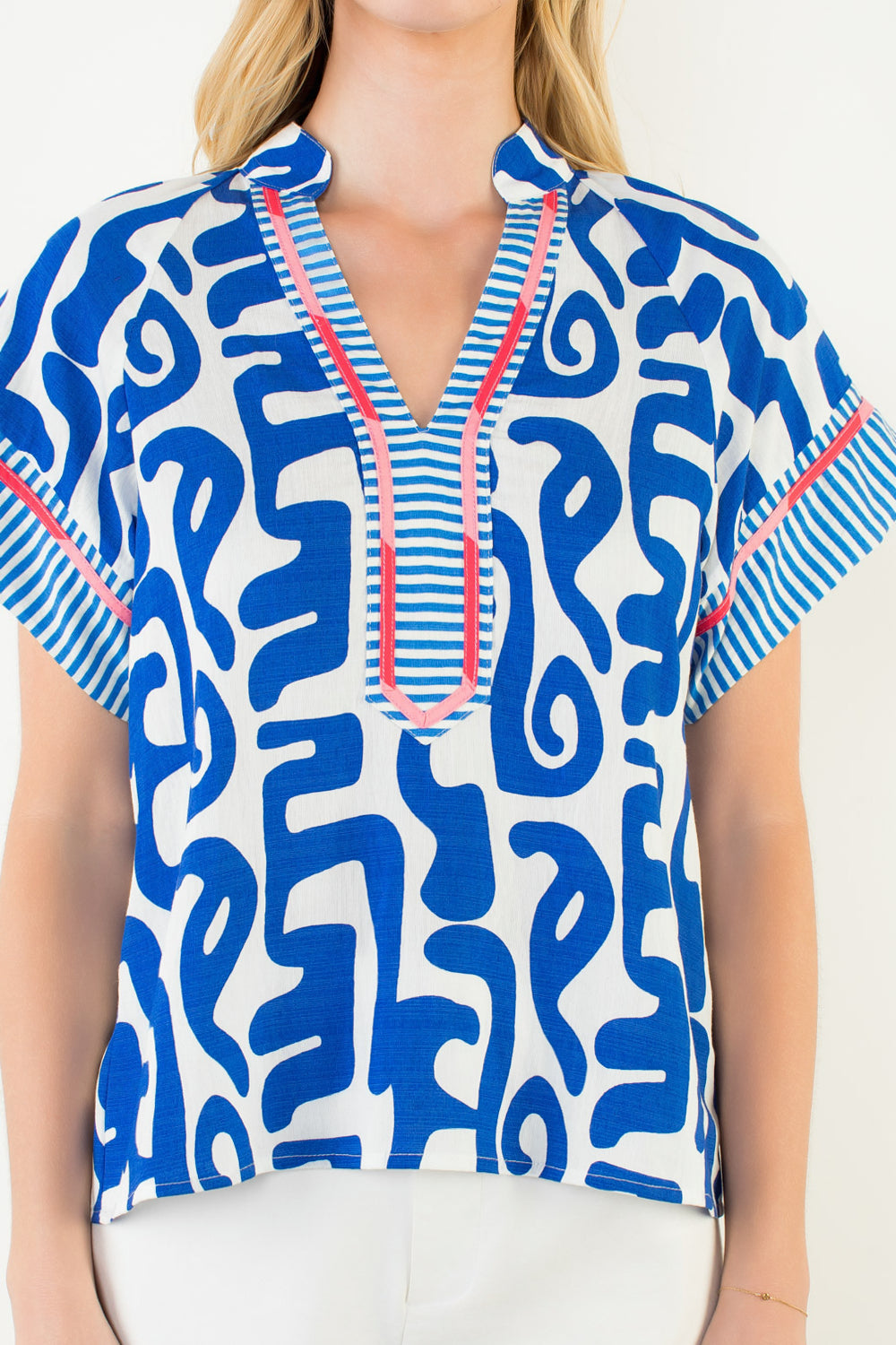 THML Abstract V-Neck Top