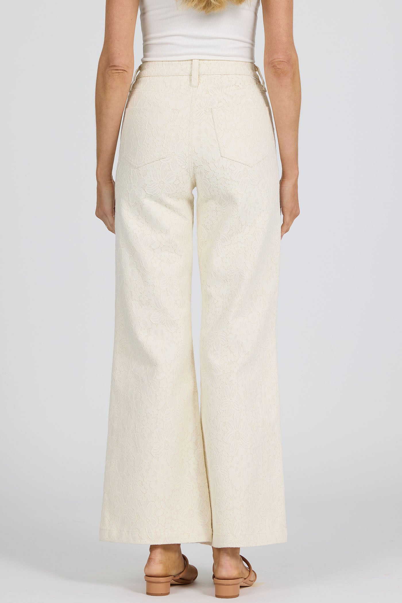 Fiona Wide Leg Jeans Wheat Lace