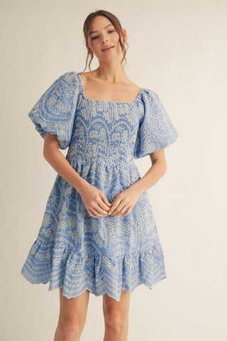 Floral Eyelet Baby Doll Dress