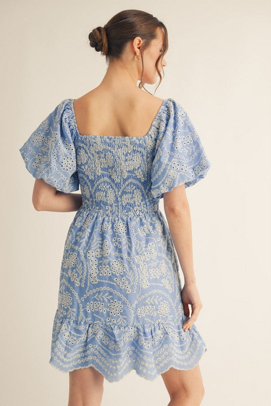 Floral Eyelet Baby Doll Dress