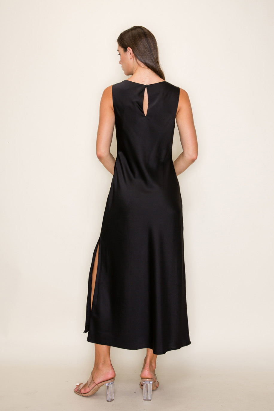 Cowl Neck Satin Midi Dress