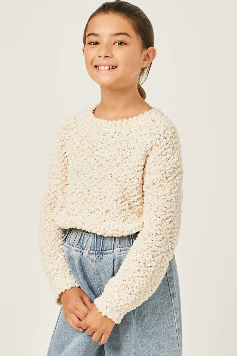 Girls Popcorn Knit Sweater