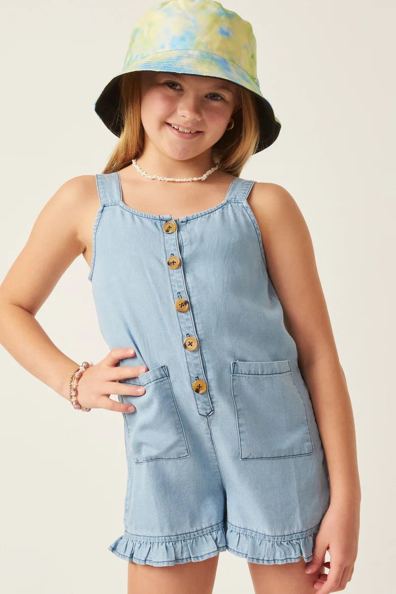Girls Tencel Ruffle Hem Patch Pocket Jumper