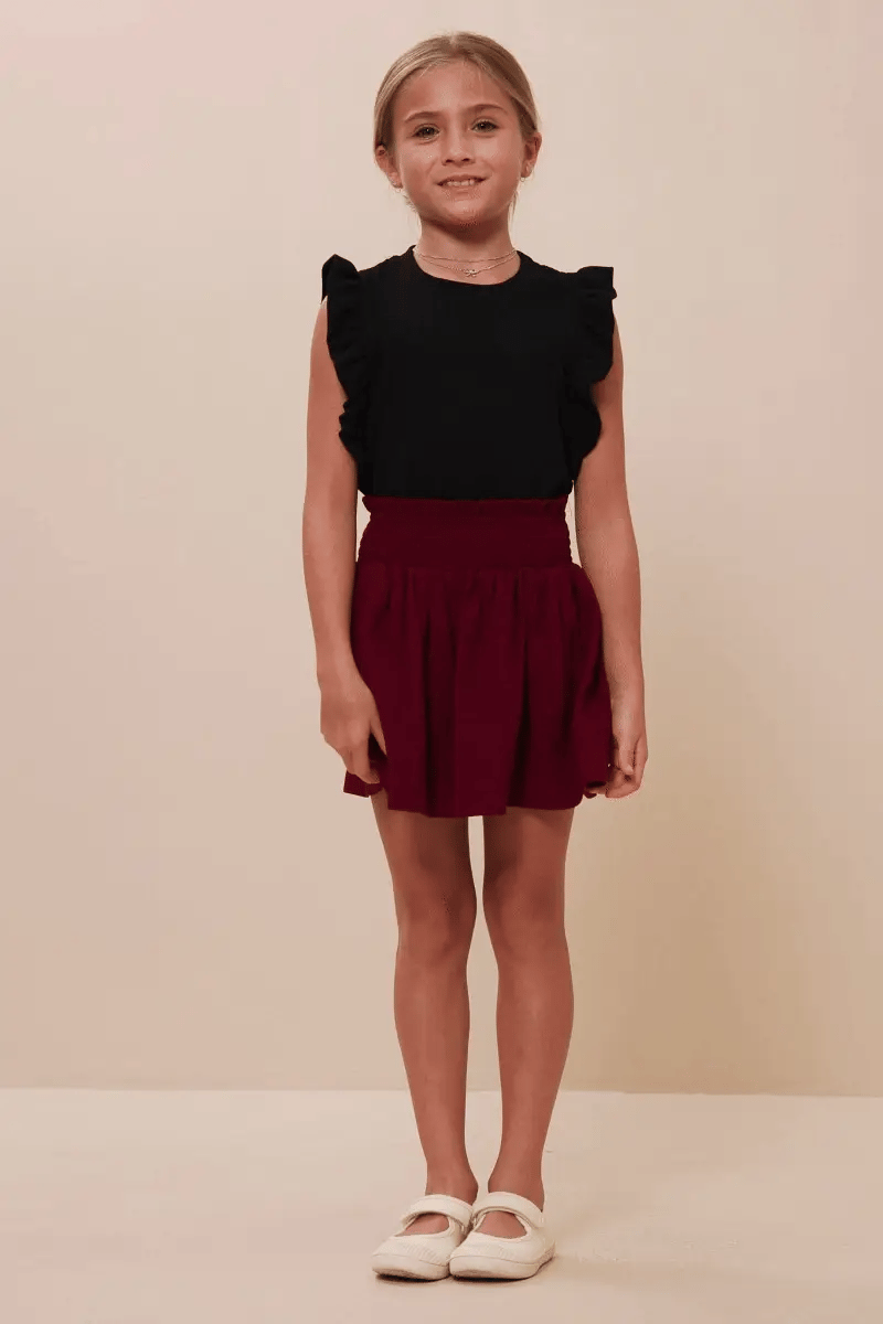 Girls Garnet Smocked Waist Skirt