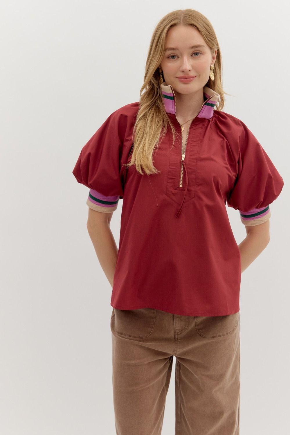Garnet Zip-front Top