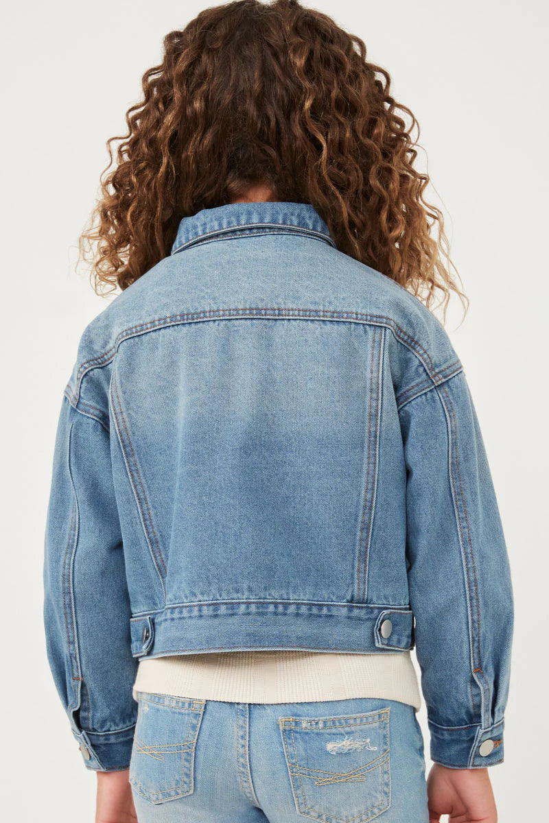 Girls Cargo Pocket Denim Jacket