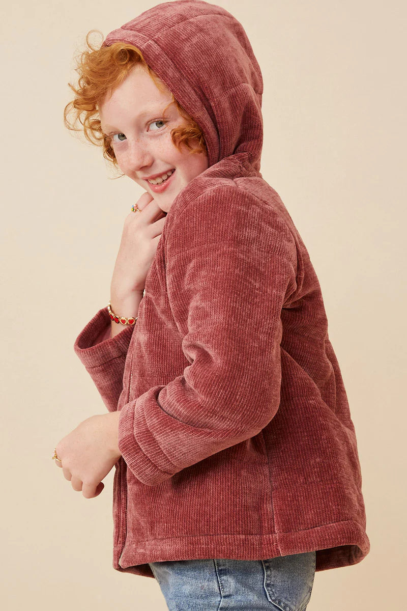 Girls Chenille Padded Hooded Jacket