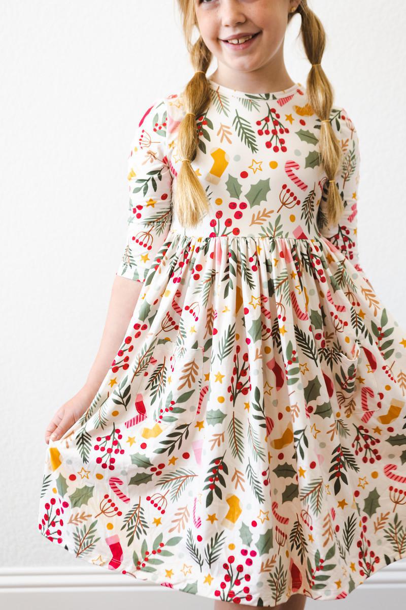 Girls Holly Jolly Christmas Twirl Dress