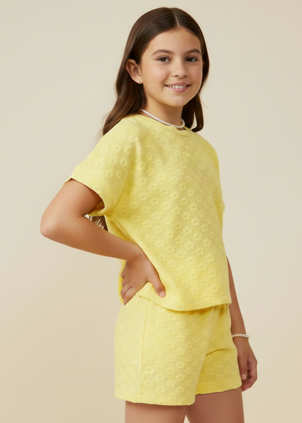 Girls Textured Floral Knit Set