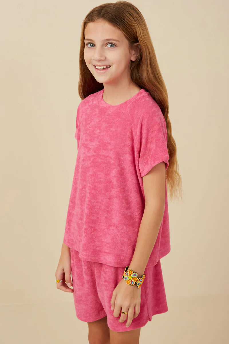 Girls Textured Velvet Look Terry Set