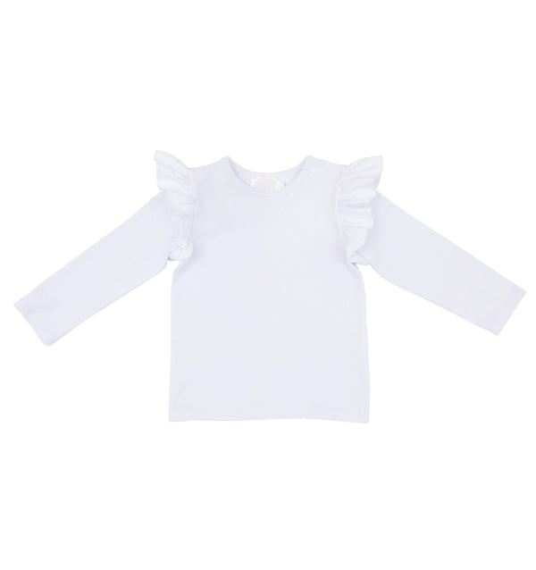Girls Vintage White Ruffle Tee