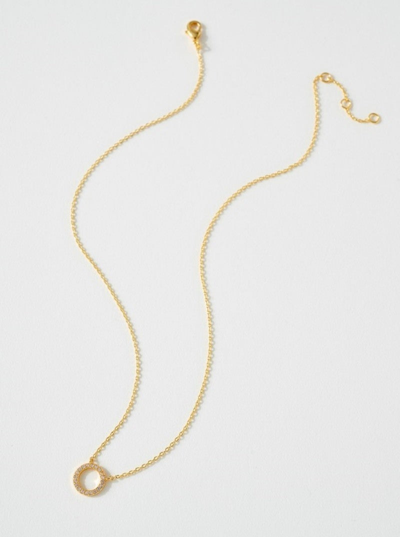 Gold Chain with Crystal Circle Accent Necklace