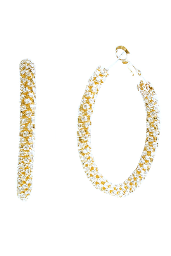 Gold Crystal Hoop Earring