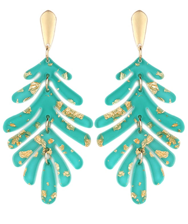 Acrylic Gold Leaf Earring