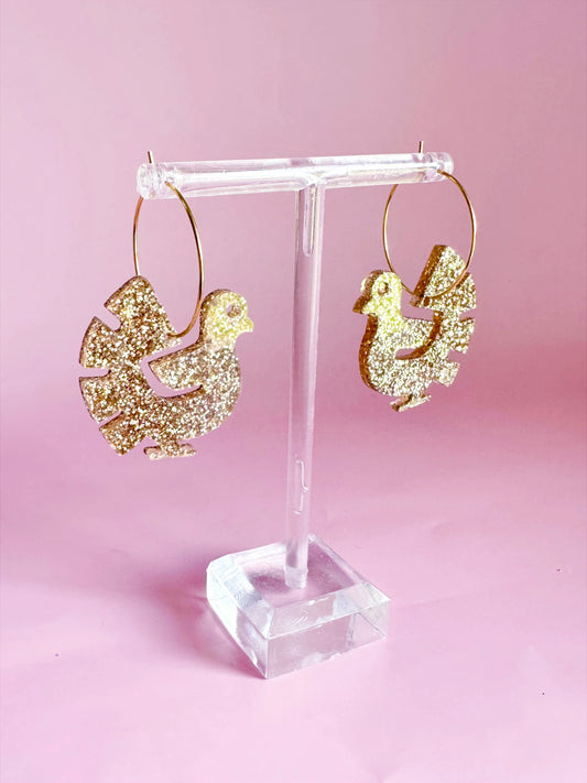 Gold Glitter Turkey on a Hoop