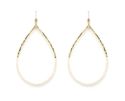 Gold Nugget & Crystal 2" Teardrop Earring
