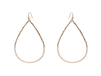 Gold Nugget & Crystal 2" Teardrop Earring