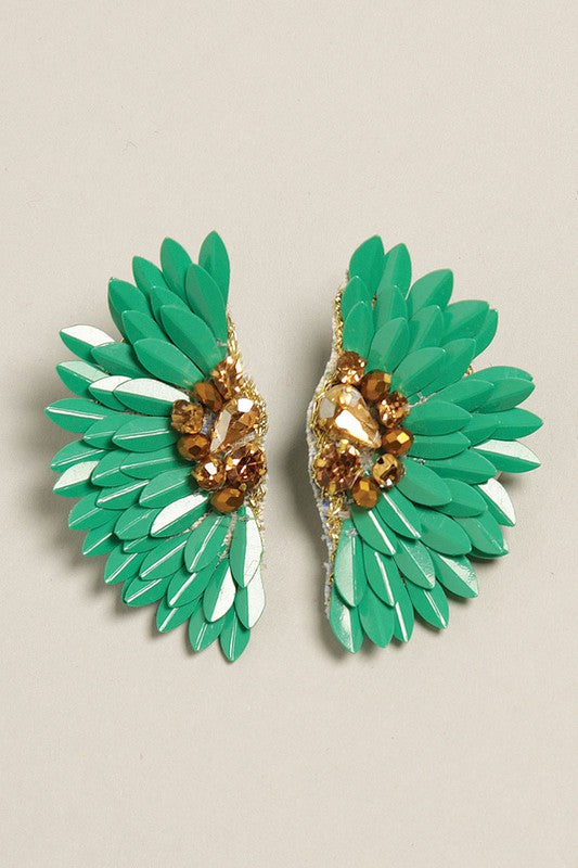 Jeweled Feather Earrings
