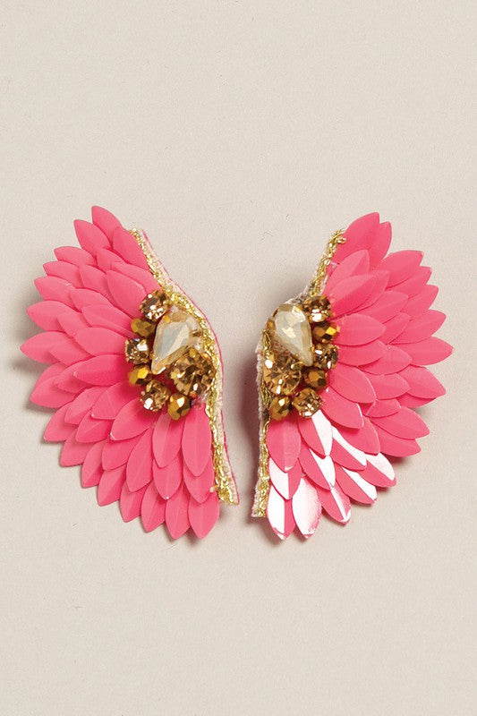 Jeweled Feather Earrings