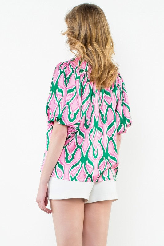Julie Abstract V-Neck Top