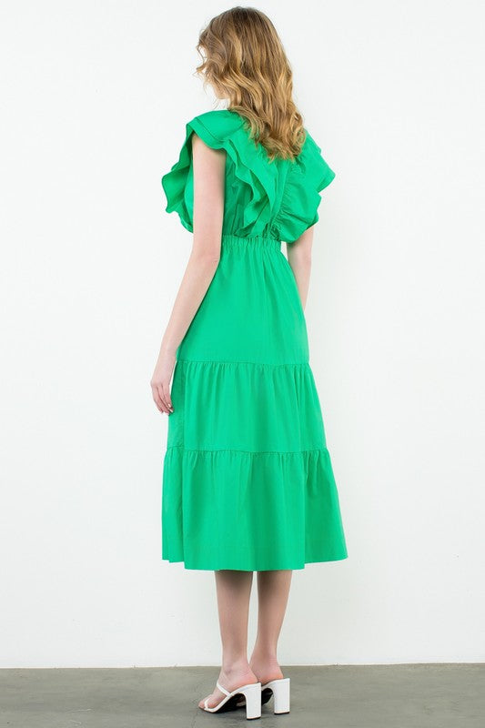 Kelsea Flutter Sleeve Midi Dress