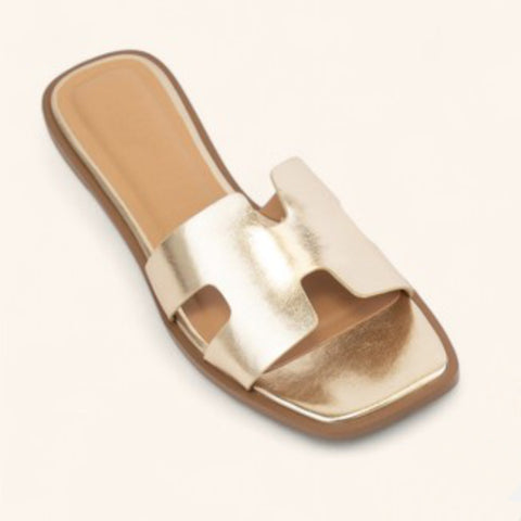 Gold Knit Slip-On Sandal