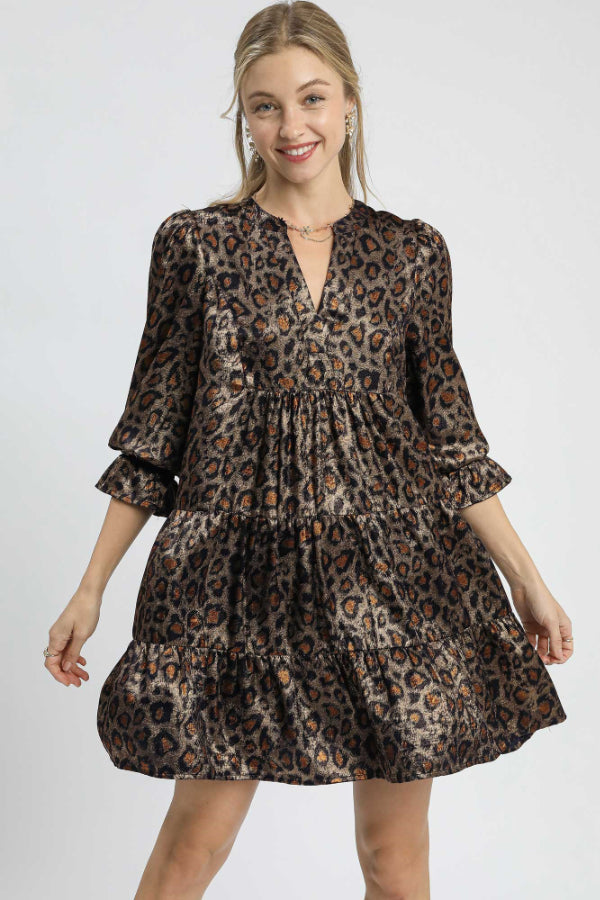 Metallic Leopard Mini Dress