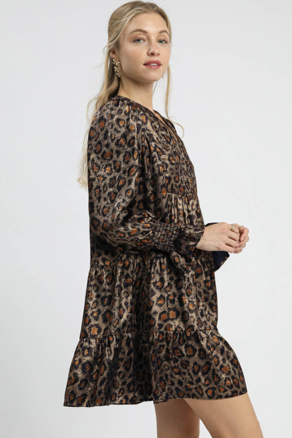 Metallic Leopard Mini Dress