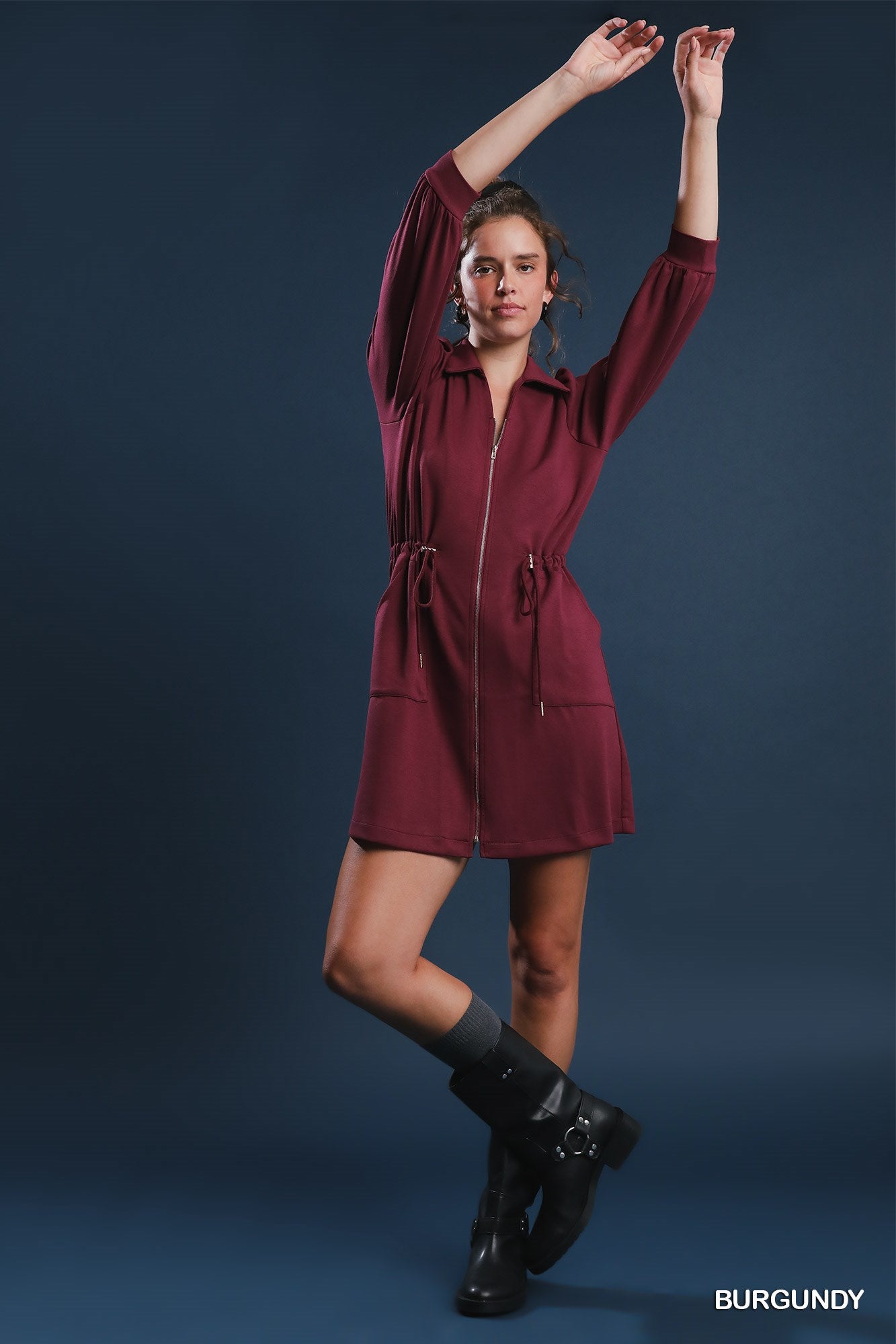 Luxe knit Zip-Up Mini Dress