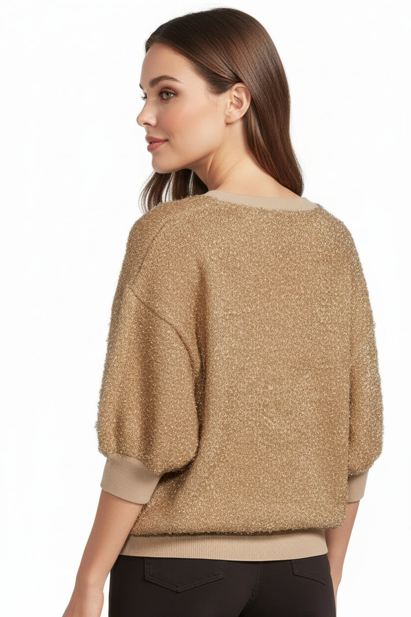 Maleni Gold Metallic Top