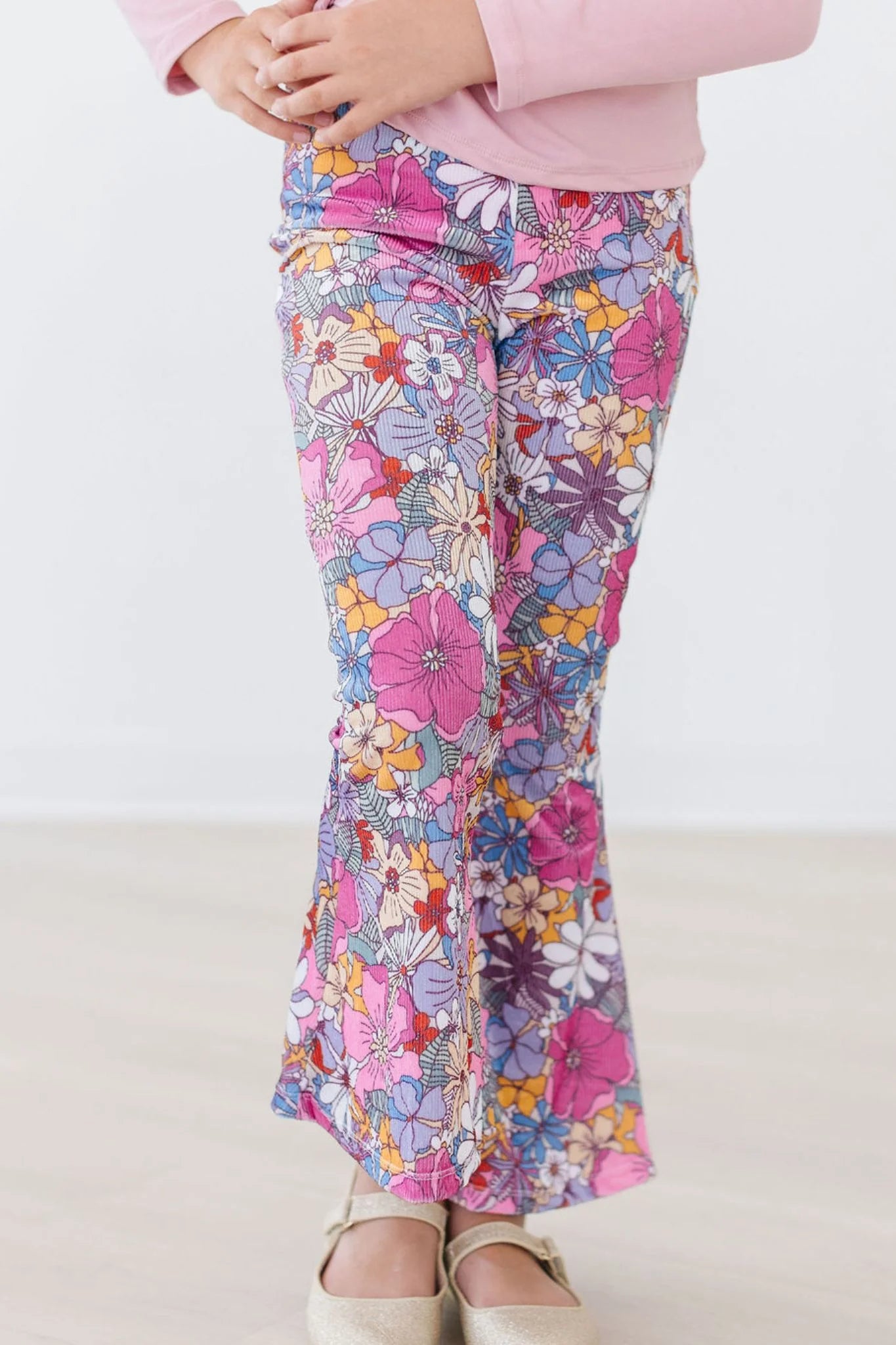 Girls Mauve What's Up Buttercup Ribbed Velvet Bells